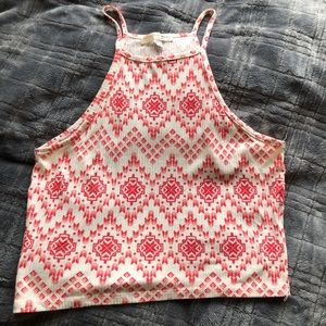 Agaci Crop Top in White and Coral